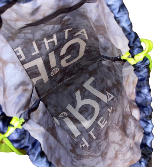 Athleta Girl Drawstring Bag Gym Bag Back Pack Blue Neon Yellow Active Wear - Picture 3 of 5